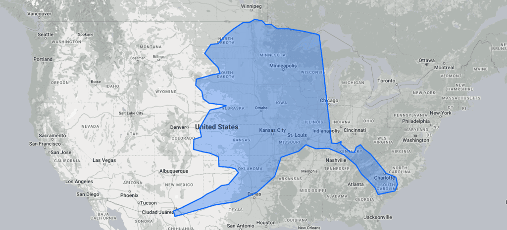 Alaska compared to Mainland USA