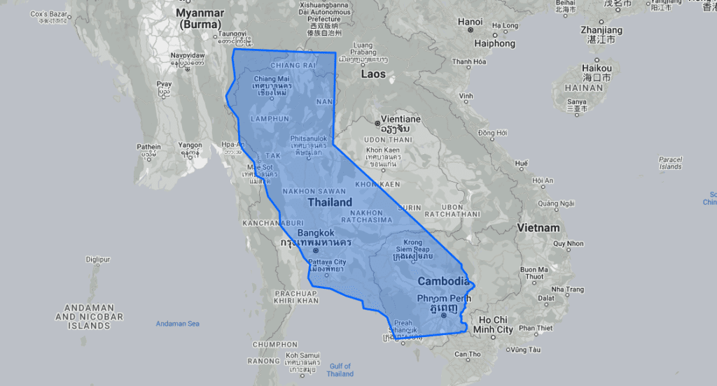 How Big is California? 9 California compared to Thailand