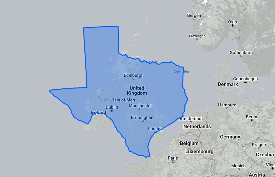 How Big is Texas? 8 Texas Compared to UK & Ireland
